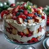 Red White Blue Berry Trifle: vibrant layers of berries, cake, and cream.