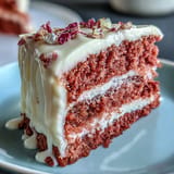 Blush pink Bridal Shower Rosé Velvet Cake, frosted and gleaming.