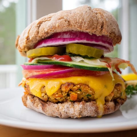 Golden-brown, savory Veggie Burgers sizzling in a pan, ready for stacking on toasted buns.