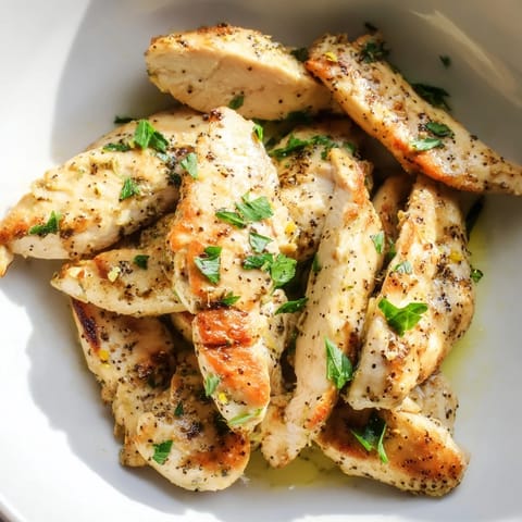 Juicy, flavorful Lemon Pepper Chicken roasted until tender, garnished with fresh parsley for serving.