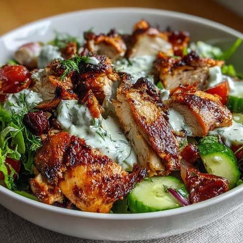 Juicy spiced chicken over fresh greens makes this Chicken Shawarma Salad Bowl perfect.