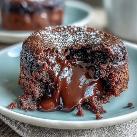 Golden-edged Chocolate Lava Cakes with Espresso release rich molten chocolate centers in individual ramekins.