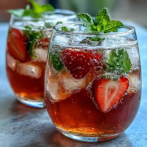 A vibrant glass of strawberry lemon sparkling mocktail with fresh berries and mint, perfect for spring parties.