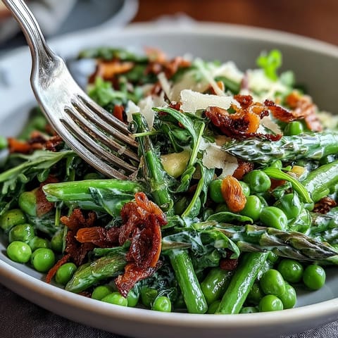 Shaved Asparagus and Pea Salad with Lemon Dressing: fresh spring greens tossed with Parmesan, toasted pine nuts, and zesty citrus dressing.