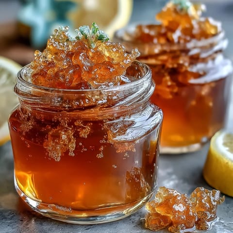 Dandelion Jelly with Fresh Lemon and Honey, a golden floral spread with bright citrus notes, perfect for breakfast or dessert.