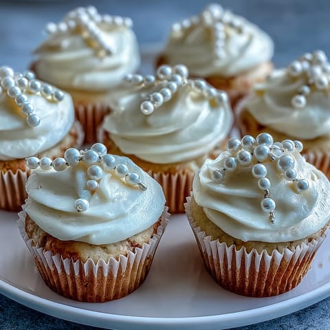 Mini First Communion Cupcakes with Rosary Fondant Toppers: Delicate vanilla cupcakes topped with smooth buttercream and elegant fondant rosary toppers, perfect for sacred celebrations.