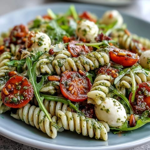 Summer Pasta Pesto Tomatoes Mozzarella
