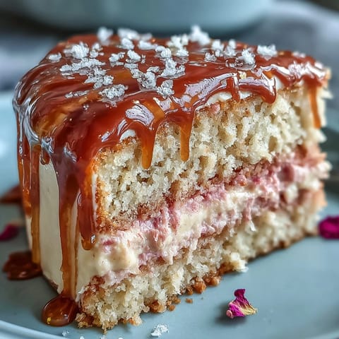 Elegant pink Bridal Shower Rosé Velvet Cake with shimmering gold drip.