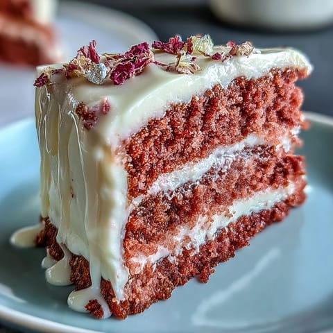 Blush pink Bridal Shower Rosé Velvet Cake, frosted and gleaming.
