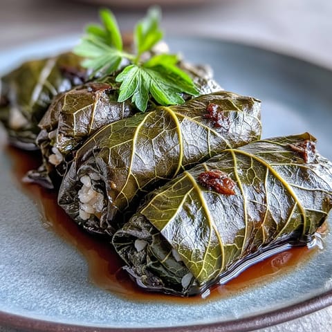 Tender Kurdish Dolma stuffed with fragrant herbed rice, arranged neatly for cooking.