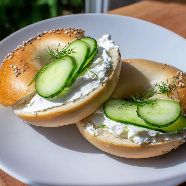 A close-up of a bagel with cream cheese, inviting with fresh ingredients and flavorful toppings.