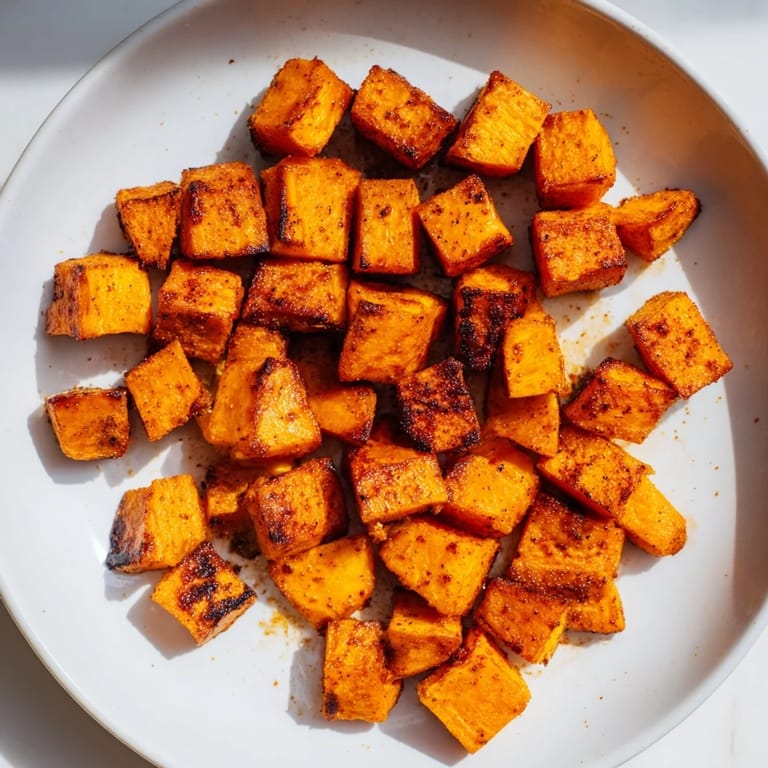 Perfectly roasted Roasted Sweet Potatoes, tossed with spices, displaying a delicious side dish for any meal.