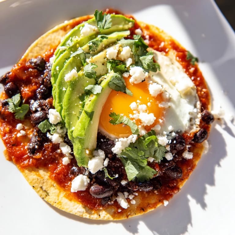 Fresh cilantro and creamy avocado garnish a plate of delicious Huevos Rancheros.