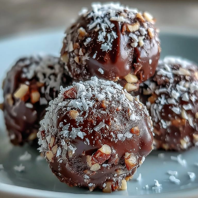 A batch of homemade chocolate truffles with chopped pistachio toppings sit on a marble board, ready to enjoy.