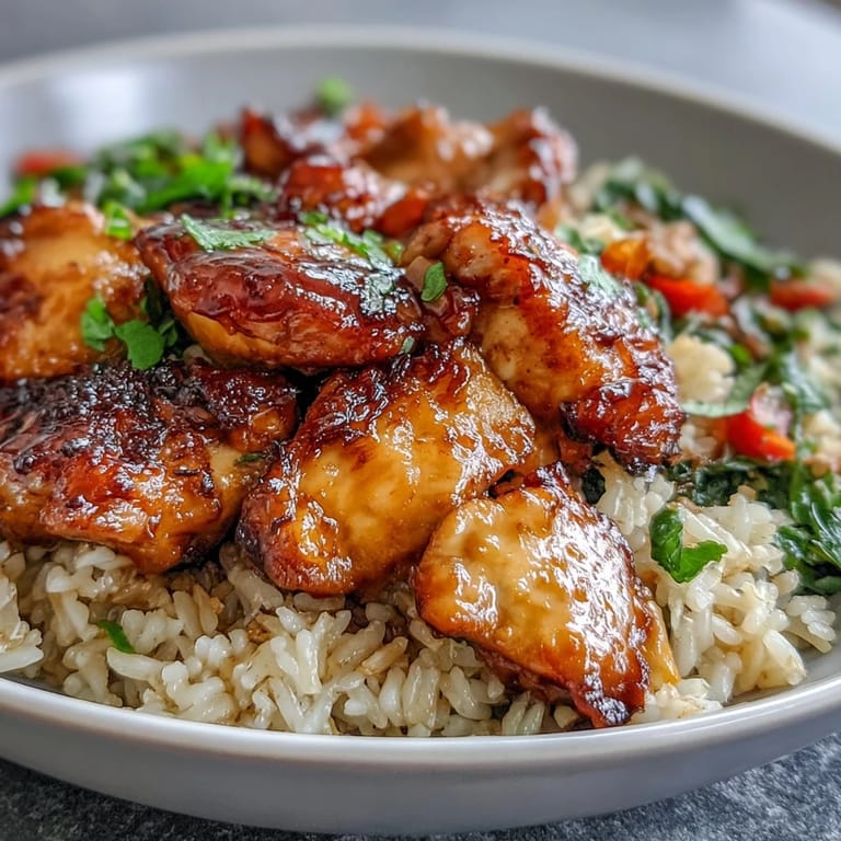 Family-style One-Pan Bold Honey BBQ Chicken Rice with lime wedges for a bright, zesty finish.