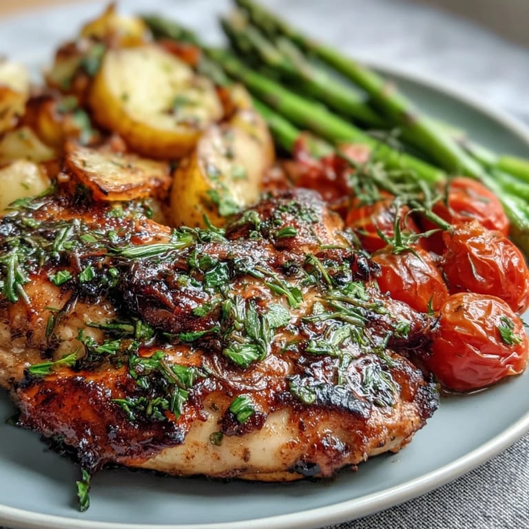Wholesome Healthy Easy Sheet Pan Chicken with Spring Veggies, a colorful, oven-baked dinner bursting with fresh flavors and spring produce.