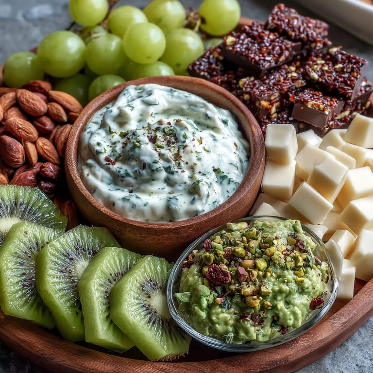 Celebrate with this colorful St. Patricks Day green food board loaded with crisp veggies, savory cheeses, and sweet treats perfect for sharing.