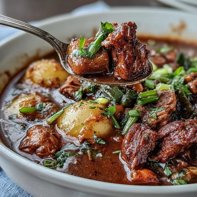 A steaming bowl of classic Kentucky Derby Burgoo Stew, perfect for sharing.