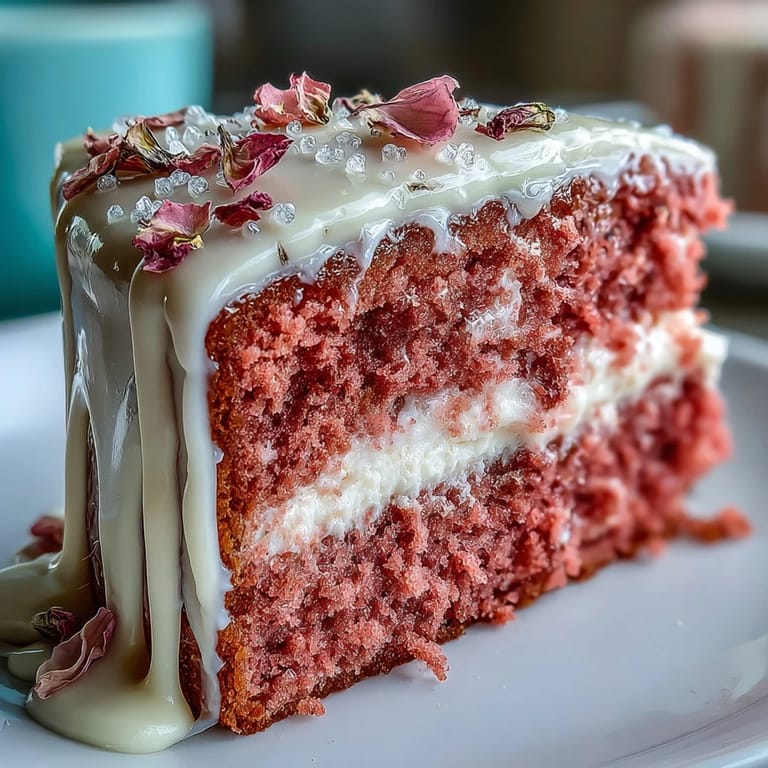 Decadent Rosé Velvet Cake, perfect for a bridal shower celebration.