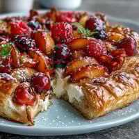 1. Rustic Summer Stone Fruit Galette with Frangipane, golden pastry bursting with juicy peaches, plums, and nectarines over creamy almond filling.  