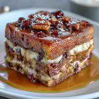 Traditional Mexican bread pudding with toasted bolillo, piloncillo syrup, nuts, and cheese, baked until golden and bubbling.
