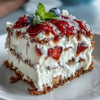 Memorial Day No-Bake Icebox Cake loaded with creamy layers and fresh strawberries.